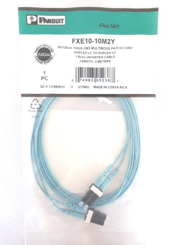 PANDUIT 2M OM3 MM 10GBE LC PATCH CABLE   FXE10-10M2Y